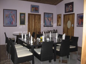The indoor dining room at the BeyondOrganic restaurant.