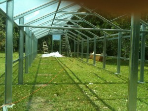 Metal greenhouse framework